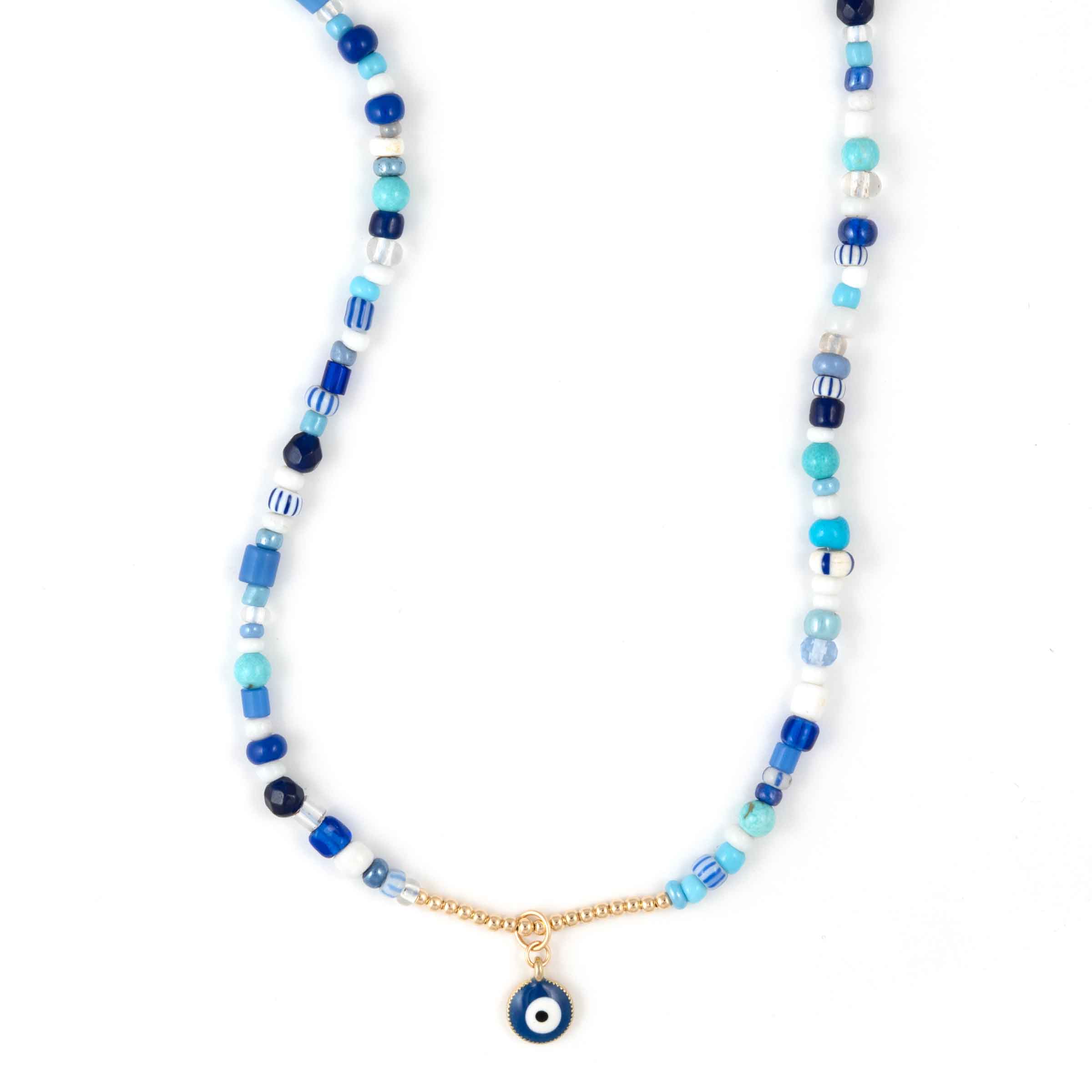 Buy Kaleera Five Layer Multi-Colour Blue Aqua Cream White Crystal Stone Beads  Necklace for Women and Girls Online at Best Prices in India - JioMart.